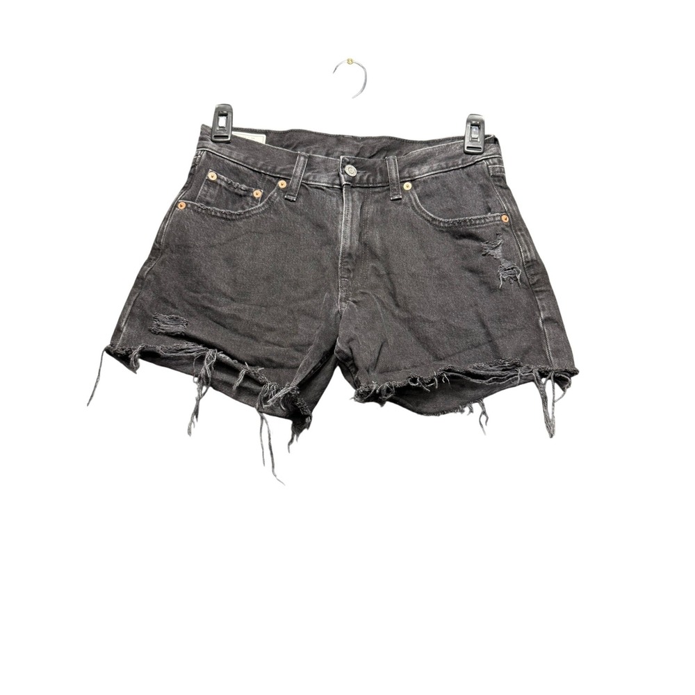 GAP Low Stride Shorts Womens 2 Black Excellent Distressed‎ Cut Off Denim